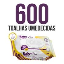 Kit 600 Toalhas Umedecidas com 5 pacotes de 120 toalhas