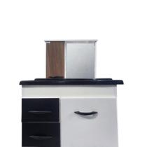 Kit 60cm Loreto 2 Portas com Espelho Preto Modular Residencial Elétrica Tomada Interruptor Parede Kit 60cm Loreto 2 Portas com Espelho Preto Modular Residencial Elétrica Tomada Interruptor Parede