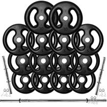 Kit 60Kg em Anilhas Ferro Fundido com Barras e Presilhas Kit 60Kg em Anilhas Ferro Fundido com Barras e Presilhas