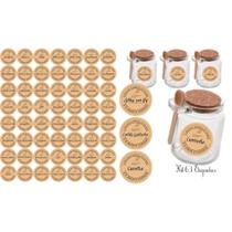 Kit 63 Adesivos tag rotulo etiqueta 3,5x3,5 cm à Prova d'Água Água para Potes Tempero Design em Redo