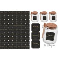 Kit 63 Adesivos tag rotulo etiqueta 3x3 cm à Prova d'Água Água para Potes Tempero Design em Quadrado