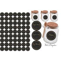 Kit 63 Adesivos tag rotulo etiqueta 3x3 cm à Prova d'Água Água para Potes Tempero Design em Redonda