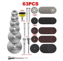 Kit 63 Pçs Discos Micro Retifica Dremel Corte Fibra Vidro + Hastes + base