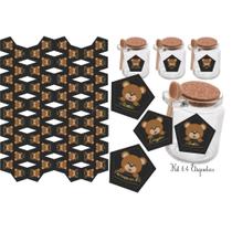 Kit 64 Adesivos tag rotulo etiqueta 3,8X3,6CM à Prova d'Água Água para Potes Tempero Design em Ursin