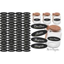 Kit 64 Adesivos tag rotulo etiqueta 4x2,2 cm à Prova d'Água Água para Potes de Tempero Design em Eli