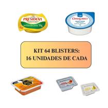 Kit 64 Blister Manteiga Cream Cheese Mel Geleia 16 cada