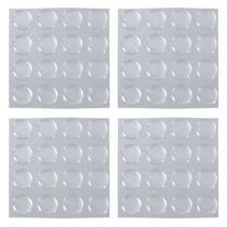 Kit 64 Unidades Batente Incolor Discreto Redondo 15mm Para Proteção Chão Janela Parede Pé Cadeira Cama Sofá Puff Em Gotas De Poliuretano