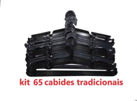 Kit 65 Cabides Tradicionais Preto - TF Injetados