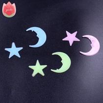 Kit 65 Estrelas + 15 Luas Rosa - 3cm Neon Fluorescentes Brilham no escuro