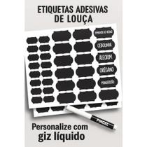 KIT 68 Adesivos de Quadro Negro Reutilizáveis Com Caneta Para Cozinha e Despensa
