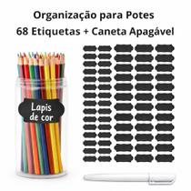 Kit 68 Etiquetas Personalizáveis Para Organização De Materiais Escolares Lápis Caneta Borracha