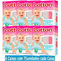 Kit 6cx Cotonetes Bebês Hastes Flexíveis Bastonetes Crianças - Cotton Line