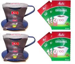 Kit 6cx Filtro Papel 2Suporte plást.Melitta n100 Azul Escuro