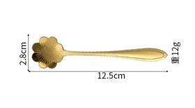 kit 6pcs Colher de Café Design de Flor Aço Inoxidável Colher Dourado