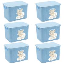 Kit 6un Caixa Organizadora Infantil 3,5L Azul - Bebê & Mamãe Kit 6un Caixa Organizadora Infantil 3,5L Azul - Bebê & Mamãe