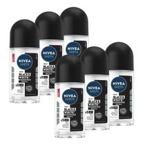 Kit 6un Desod Roll On Men Invisible Black White 50ml - Nivea