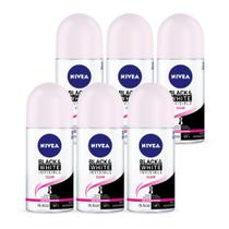 Kit 6un Desodorante RollOn Invisible BlackWhite 50ml - Nivea Kit 6un Desodorante RollOn Invisible BlackWhite 50ml - Nivea