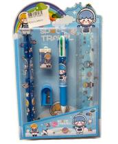 Kit 6un Escolar com Caneta 4 cores Lápis Apontador Borracha e Régua Menina Menino Papelaria Presente Kit 6un Escolar com Caneta 4 cores Lápis Apontador Borracha e Régua Menina Menino Papelaria Presente