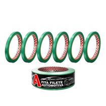 KIT 6UN. FITA CREPE AUTOMOTIVA FILETE 525 VERDE 6mmX50m ADERE KIT 6UN. FITA CREPE AUTOMOTIVA FILETE 525 VERDE 6mmX50m ADERE