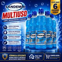 Kit 6un Multiuso tradicional Sandemix 500mL Limpa, Desengordura e Perfuma
