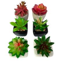 Kit 6un Suculentas Artificiais vaso ceramica