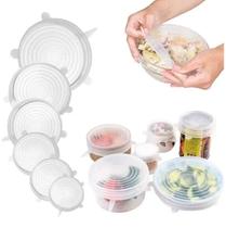 Kit 6un Tampa silicone para potes frutas pratos panelas