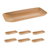 kit 6UN TRAVESSA RETANGULAR PARA PETISCOS marrom claro
