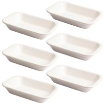 Kit 6un Travessas Refratárias Cerâmicas Retangulares Assadeira Multiuso para Servir Forno 1850ml Branco