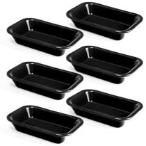 Kit 6un Travessas Refratárias Cerâmicas Retangulares Assadeira Multiuso para Servir Forno 1850ml Preto