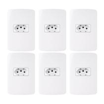 Kit 6Und Conjunto com Tomada Branco 10A 2P+T 250V Placa 4x2