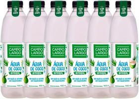 Kit 6x Água De Coco Integral Campo Largo 900ml Natural Fardo