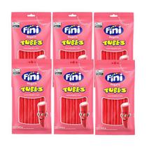 Kit 6x Bala Fini Regaliz Tubes Morango & Nata 80g - Cimed