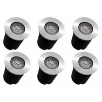 Kit 6x Balizador Blindado Piso LED 1W IP67 Bivolt Branco Quente