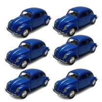 Kit 6x Carrinho de Coleção Fusca Azul - AP TOYS