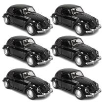 Kit 6x Carrinho de Coleção Fusca Preto - AP TOYS