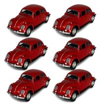 Kit 6x Carrinho de Coleção Fusca Vermelho - AP TOYS