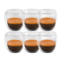 Kit 6x Copos Para Café em Vidro Isotérmico Parede Dupla 75 ml TopGet Kit 6x Copos Para Café em Vidro Isotérmico Parede Dupla 75 ml TopGet