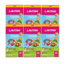 Kit 6x Lavitan Kids Sabor Tutti-Frutti Com 60 Comp - Cimed