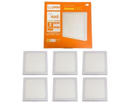 Kit 6x Painel De Sobrepor Home Led Quadrado 18W 6,5K Bivolt 22,5 x 22,5Cm Llumm Bronzearte