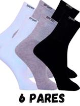 KIT 6x Pares Meia Cano Alto Algodão Adulto Unissex Sport 36-42 KIT 6x Pares Meia Cano Alto Algodão Adulto Unissex Sport 36-42