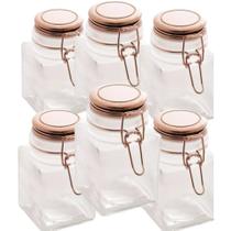 Kit 6x Potes Hermético C/tampa Metal Geométrico Rosé 350ml 7x12 Lyor