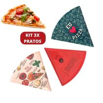 Kit 6X Prato Raso Para Pizza Triangular Melamina Rígido