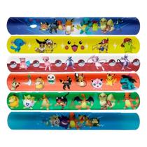 Kit 6x Pulseiras Pokémon Bracelete Bate Enrola Multicor Criança Kit 6x Pulseiras Pokémon Bracelete Bate Enrola Multicor Criança