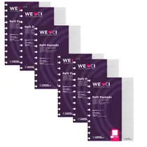 Kit 6x Refil Caderno Inteligente Pautado Grande Gramatura 90g 50 Folhas 11Furos