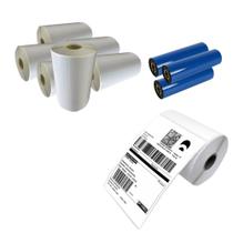 Kit 6x Rolos Com 500 Etiquetas 10x15 + 3 Ribbon Cera Para Impressora Térmica E-commerce - Envio Certo