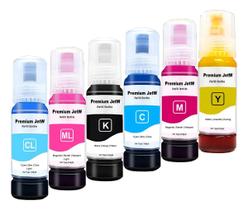KIT 6x Tinta Para Epson Impressora T574 L8050 L18050 Refil 574 (1 PRETA, 2 AZUL, 1AMARELO, 2 MAGENTA)