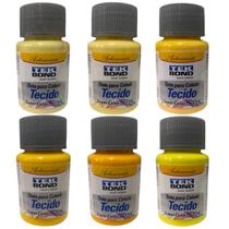 Kit 6x Tintas Para Tecido Tekbond 37ML Tons de Amarelo