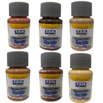 Kit 6x Tintas Para Tecido Tekbond 37ML Tons de Marrom