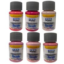 Kit 6x Tintas Para Tecido Tekbond 37ML Tons de Rosa