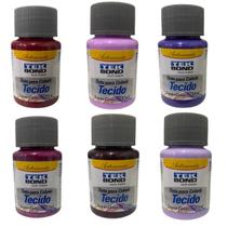 Kit 6x Tintas Para Tecido Tekbond 37ML Tons de Roxo